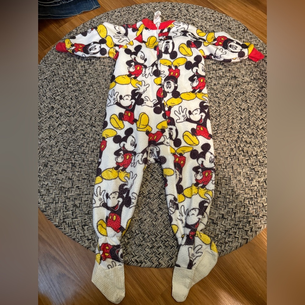 Vintage Disney Red and White Mickey Mouse Footie One Piece